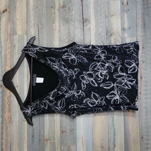 Alex Evenings black and silver floral size XL sleeveless blouse tank top
